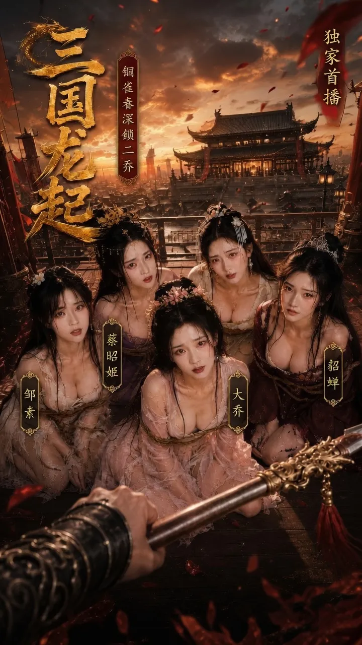 梦境入侵AI短剧角色海报，西装男士与旗袍女性在衣帽间对峙